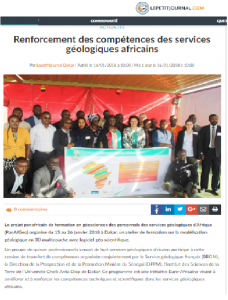 Strengthening the skills of African geological services   An opening of a technical and scientific workshop on 3D geological modeling in Dakar/non classe 