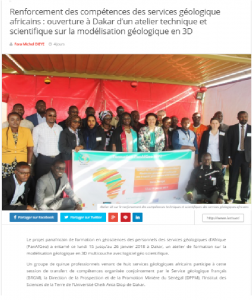 Strengthening the skills of African geological services   An opening of a technical and scientific workshop on 3D geological modeling in Dakar/non classe 